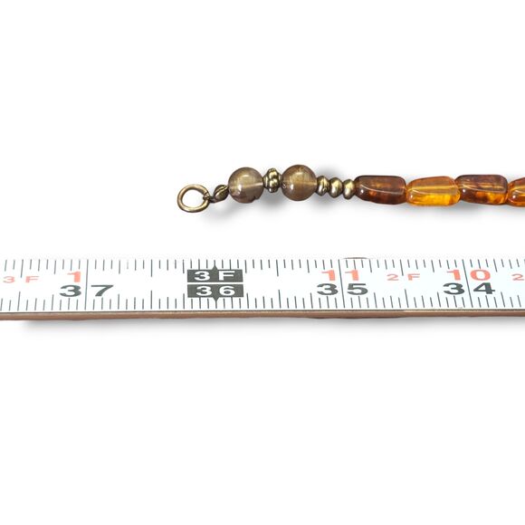 Cookie Lee Beaded Long Necklace Molded Acrylic Root Beer Taupe Brown Neutrals - Picture 7 of 10